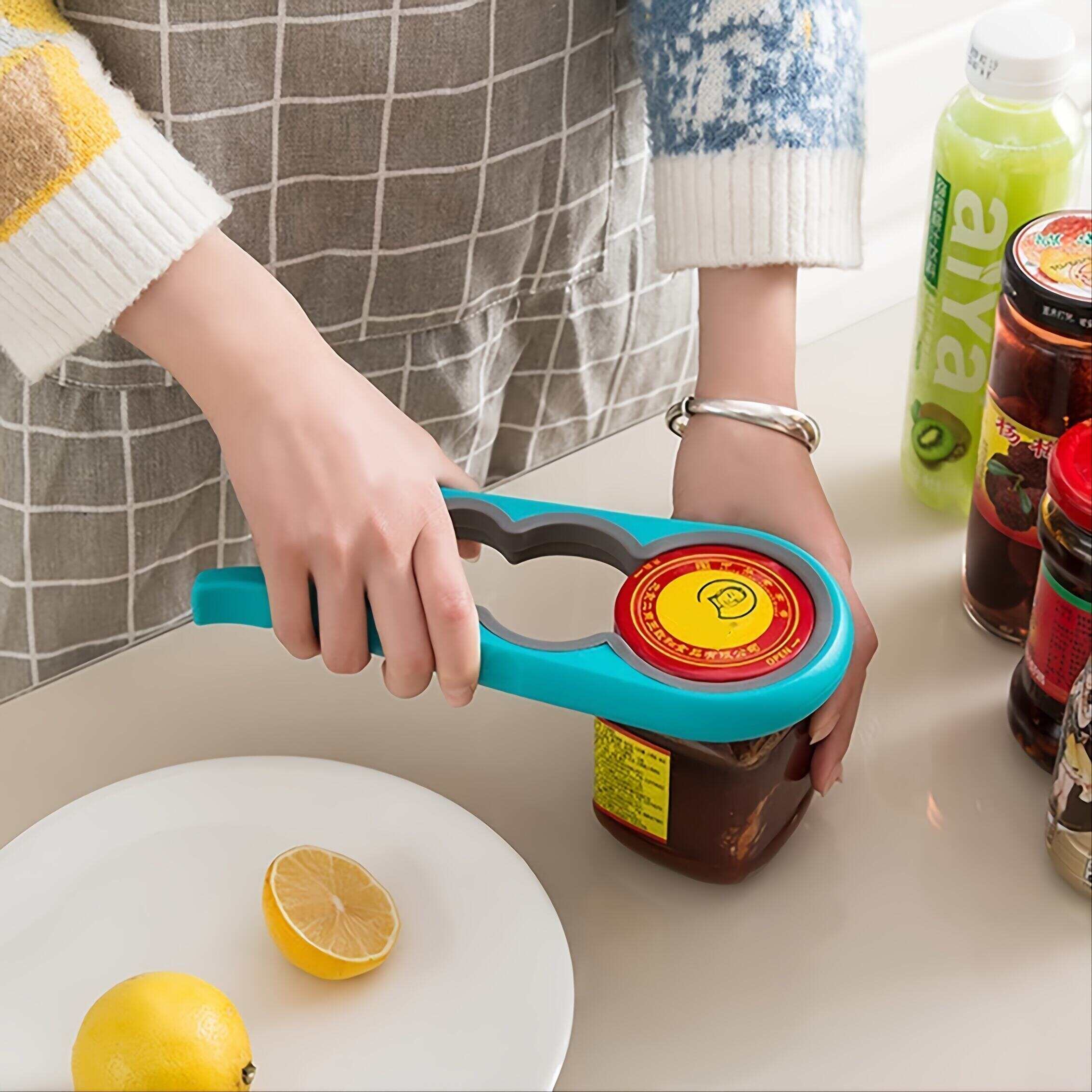 1pc 4-in-1 Multifunctional Jar Opener for Arthritic Hands and Weak Hands - Easy to Use Lid Opener, Can Opener, and Bottle Opener - Perfect for Seniors with Arthritis - 9.06 x 3.74 Inches