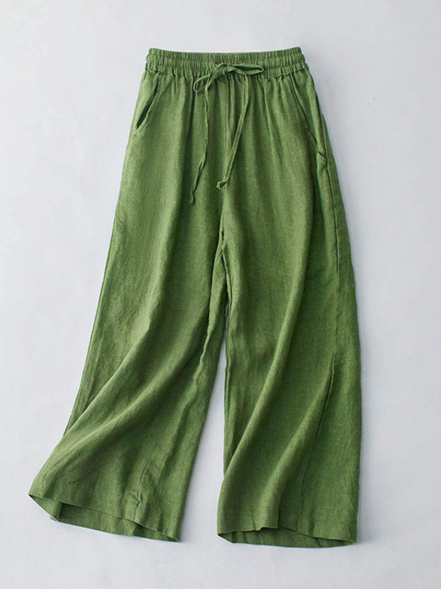 🔥Summer Arrivals🌟Women's Breathable Elastic Pocket Lazy Casual Cotton And Linen Loose Pants