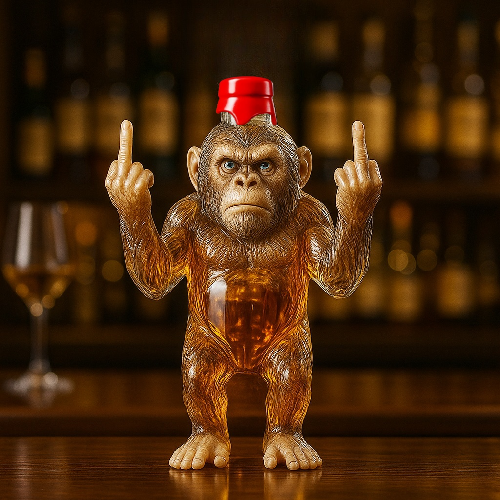 Funny Middle Finger Bigfoot Whiskey Bottle
