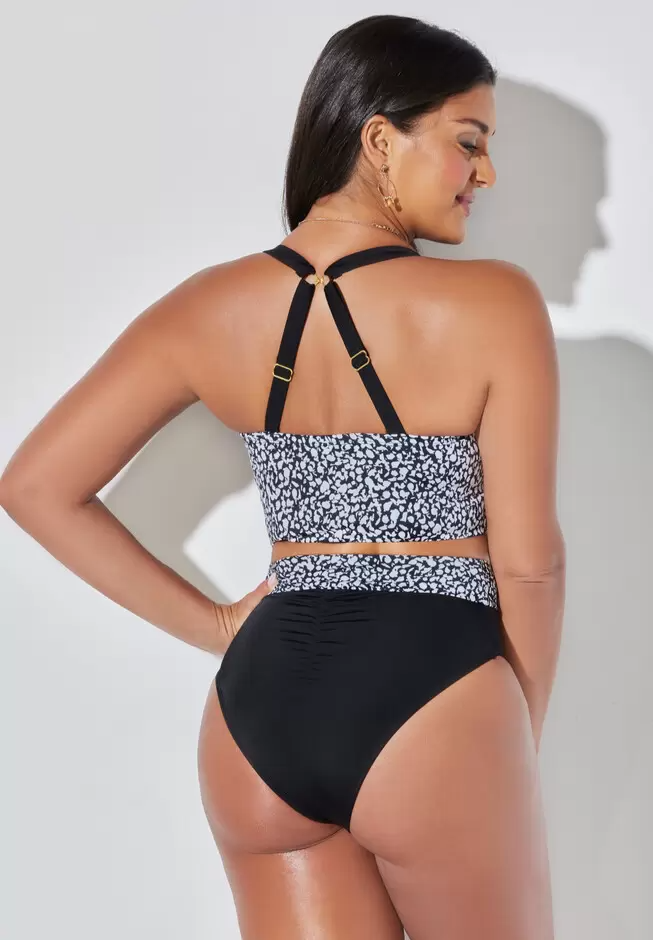 Bra Sized Tie Front Longline Underwire Bikini Set