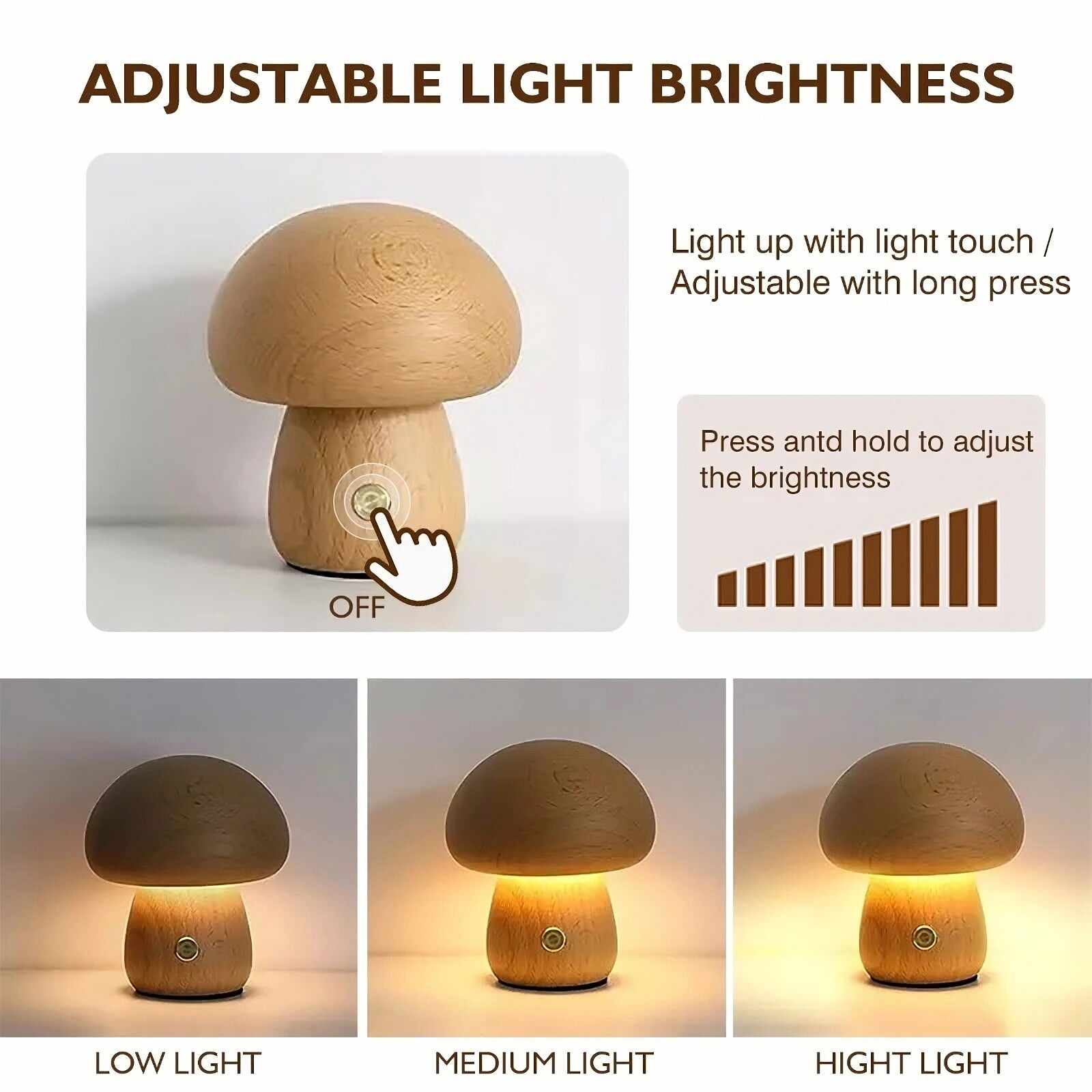 Wooden Cute Mushroom Lamp
