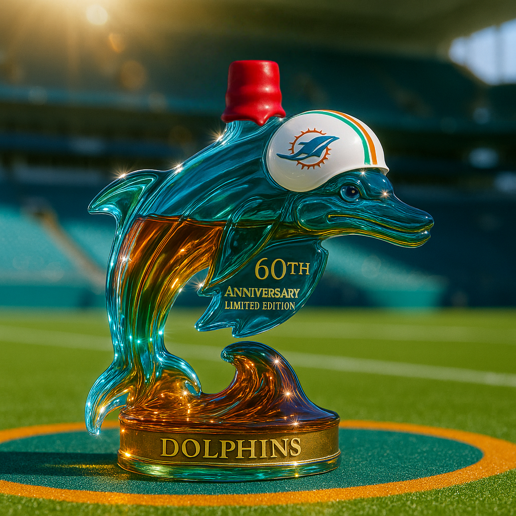 Miami Dolphins 60th Anniversary Whiskey Bottle