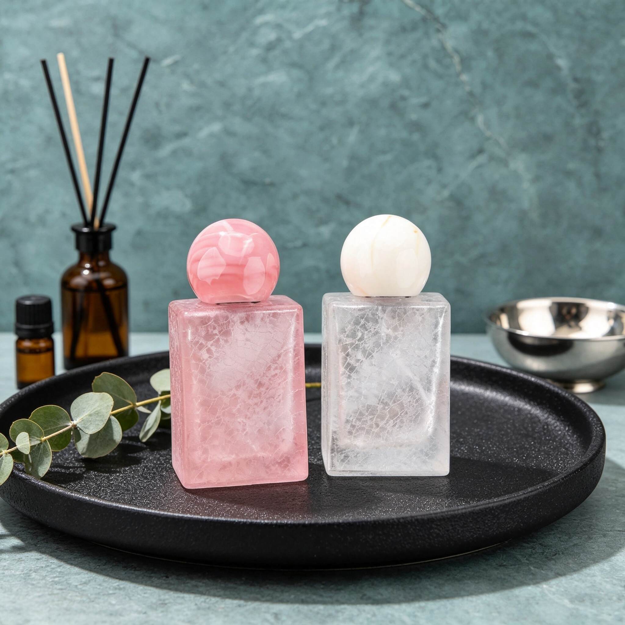 Frosted Cracked Glass Refillable Perfume Atomizer