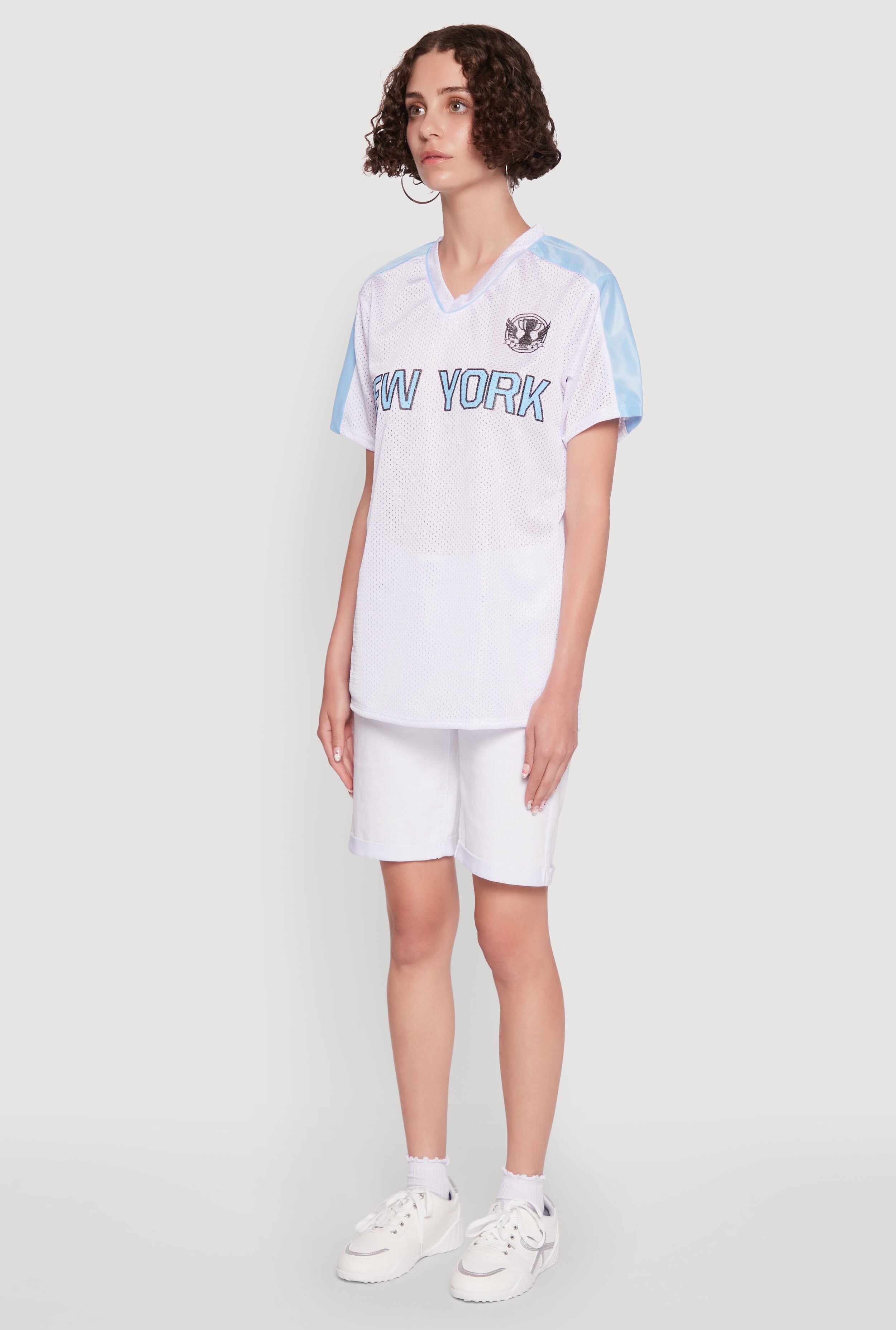 Trendy V-Neck New York Graphic Jersey