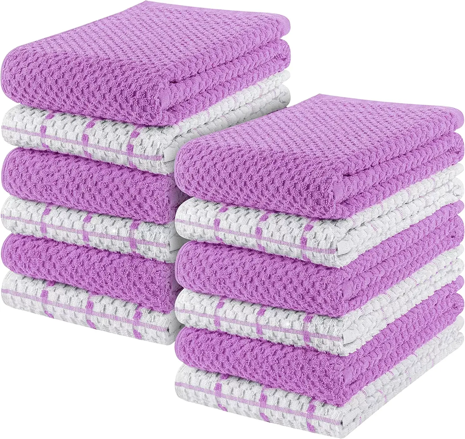 Kitchen Towels 12 Pack, 15 x 25 Inches, 100% Ring Spun Cotton Super Soft and Absorbent Linen Dish Towels, Tea Towels and Bar Towels Set (Black)