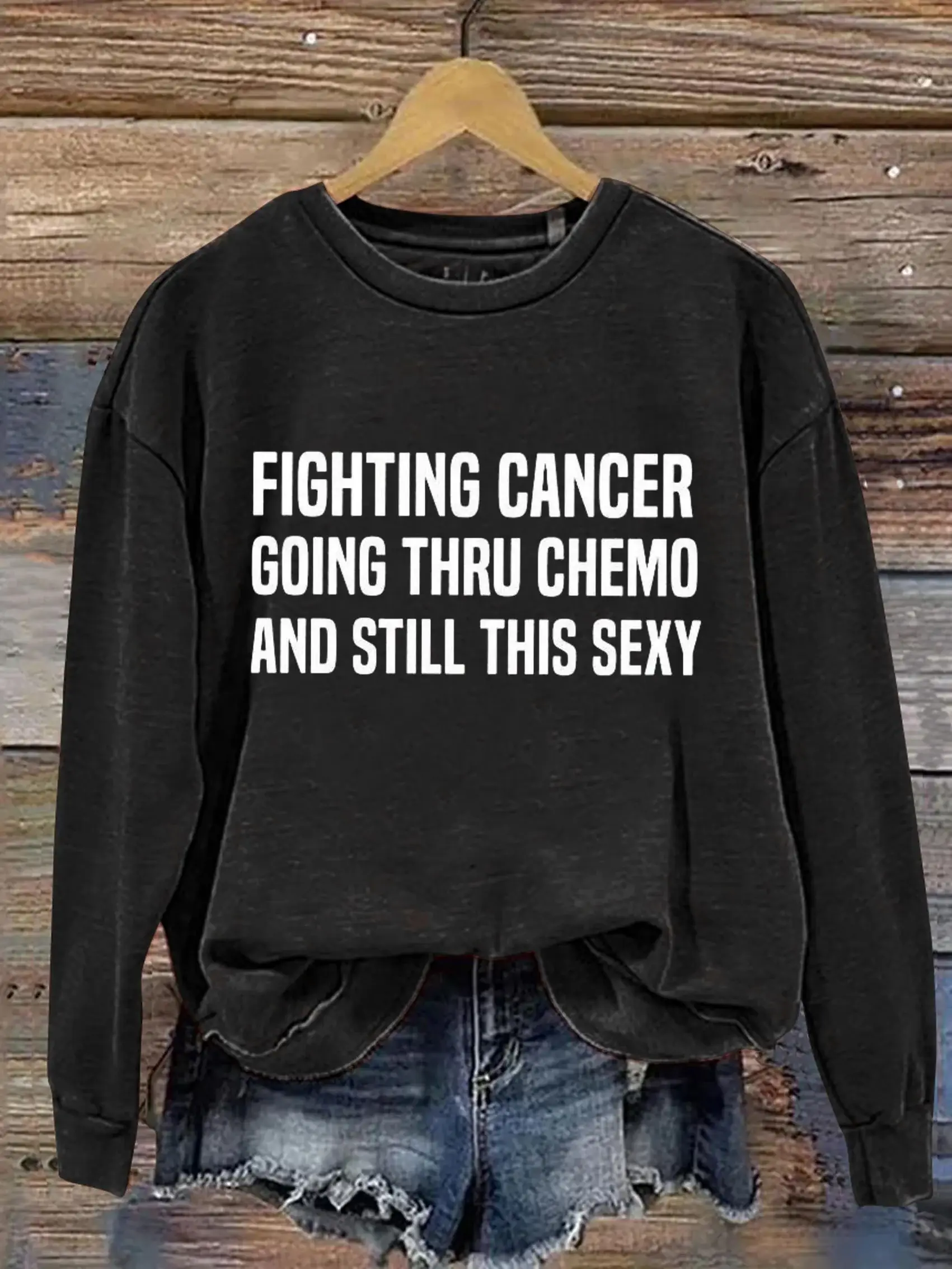 Fighting Cancer Art Print Pattern Casual Sweatshirt