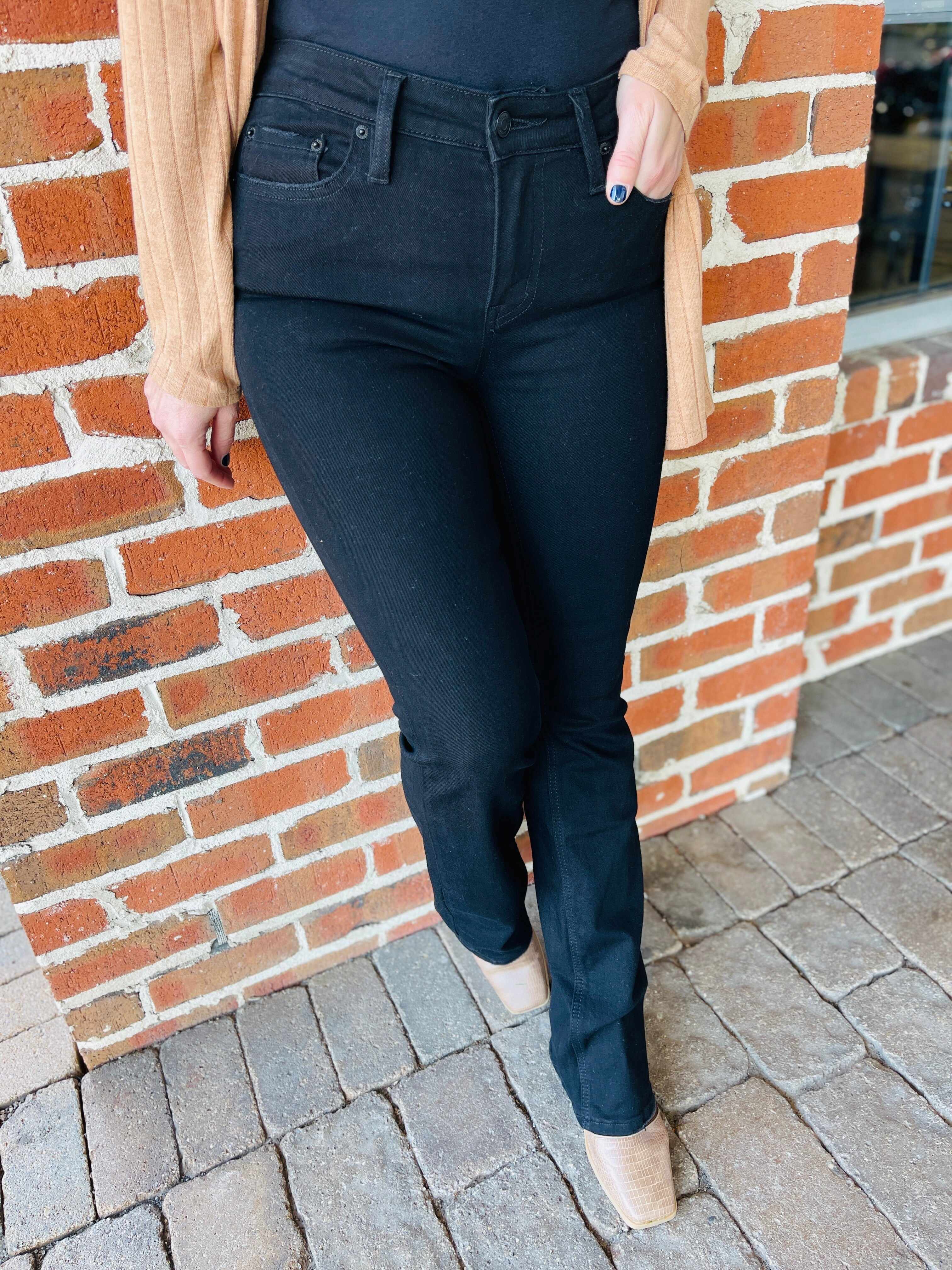 DOORBUSTER PLUS/REG Black To Basic Mid Rise Bootcut Jeans