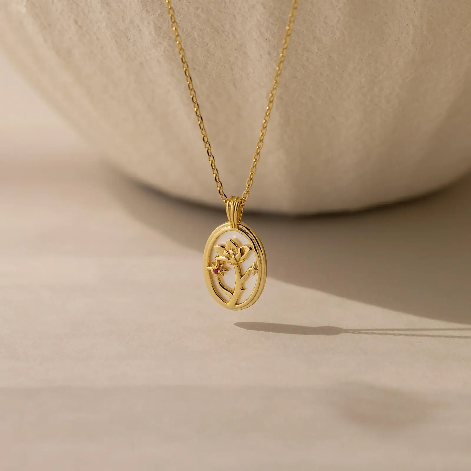 Pearl Flower Birthstone Necklace
