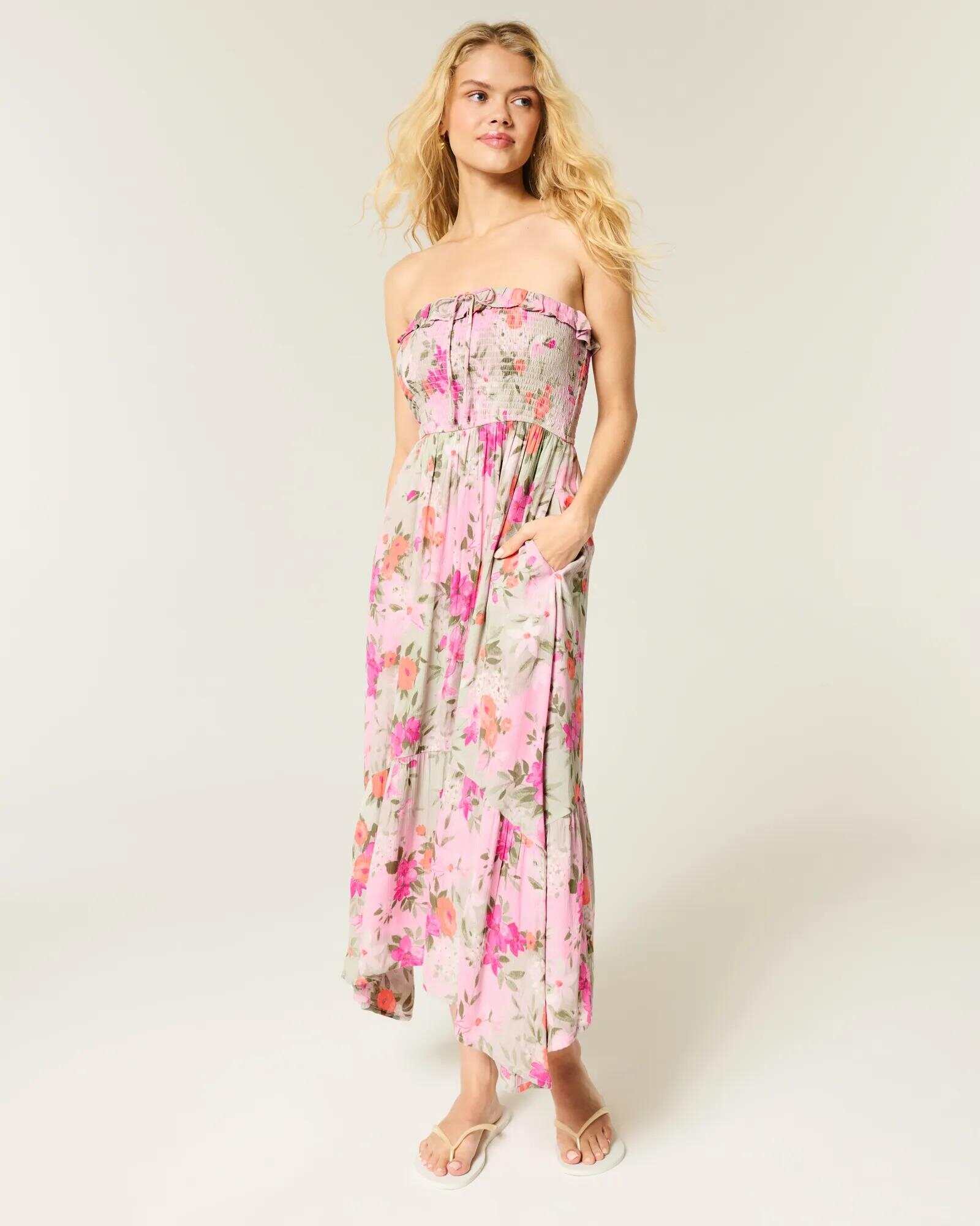 Strapless Smocked Maxi Dress