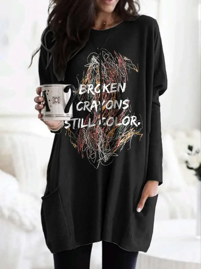 Broken Crayons Still Color Dress With Pockets Print Cloth