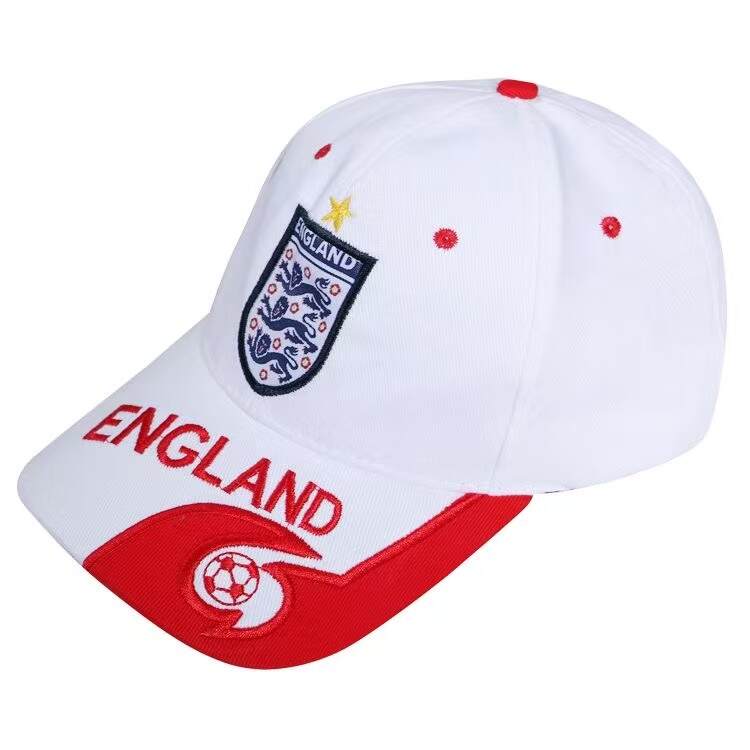 England Inspired Football Fan Baseball Cap, White Red Casual Sports Hat
