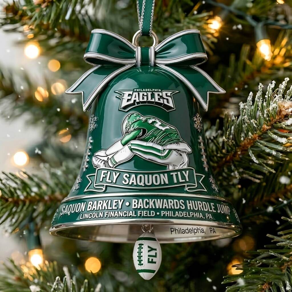 Eagles Saquon#26 Backwards Hurdle jump Bell Ornament