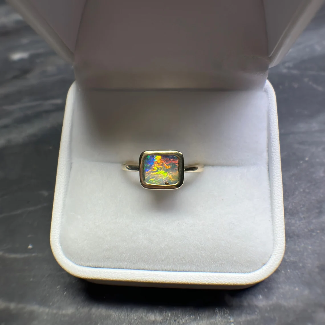 18ct Gold Boulder Opal Ring - US 6