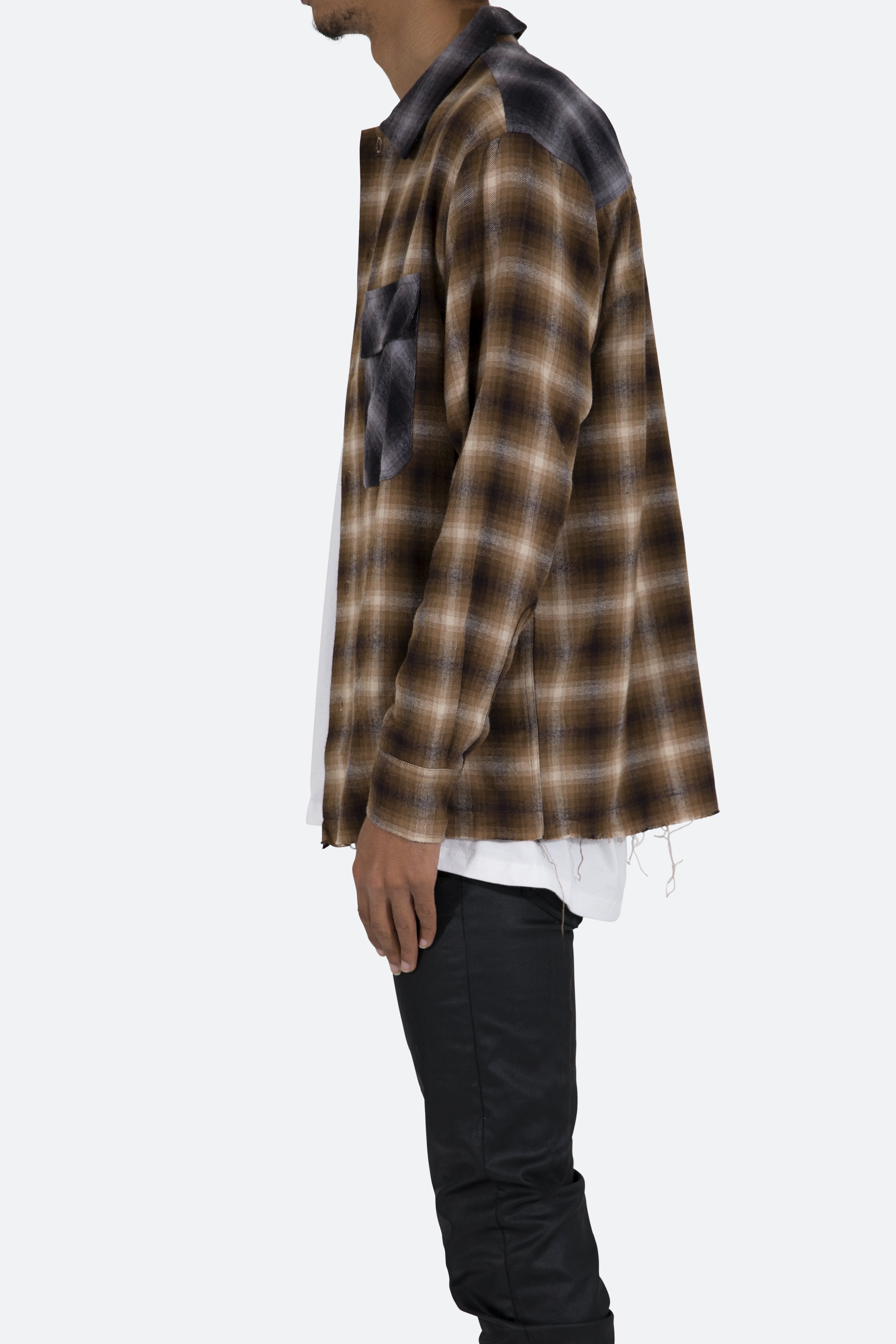 Mismatch Flannel Shirt - Brown/Grey