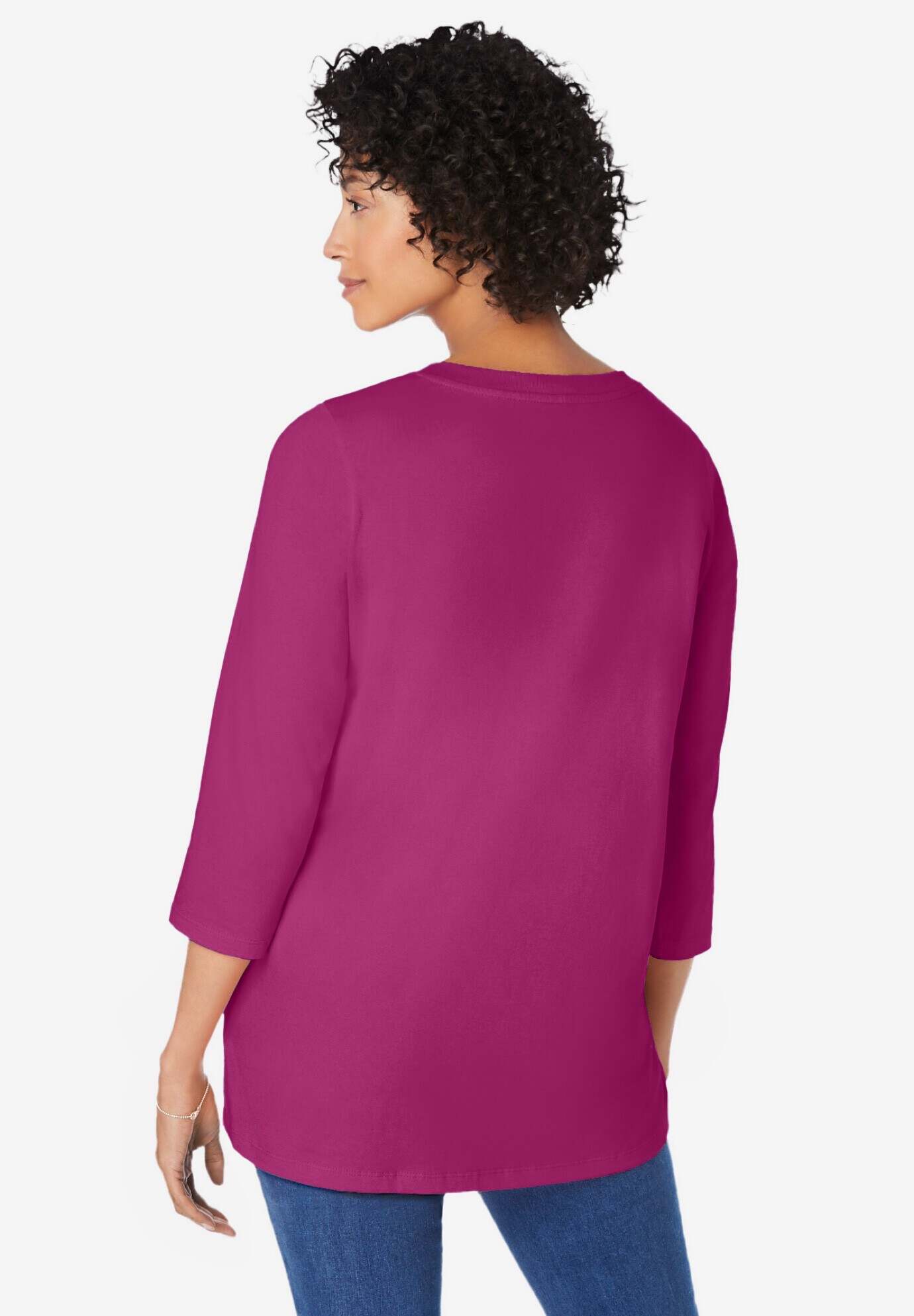 Perfect Three-Quarter Sleeve V-Neck Tunic