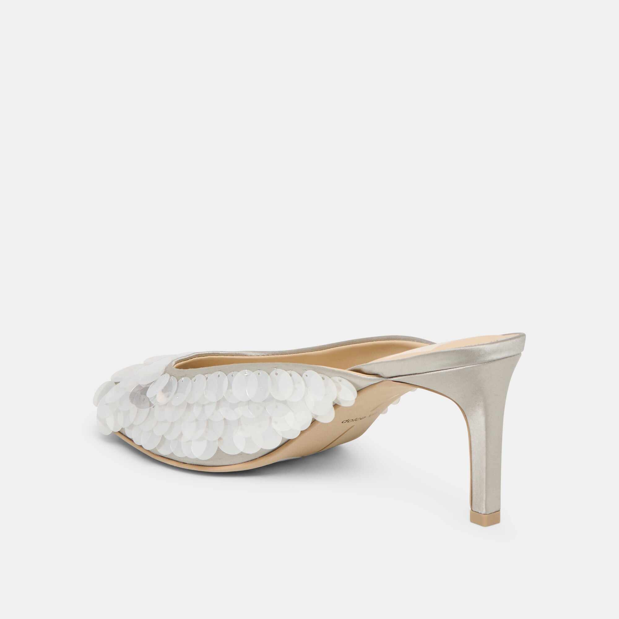 SAMARY CONFETTI HEELS SILVER SATIN