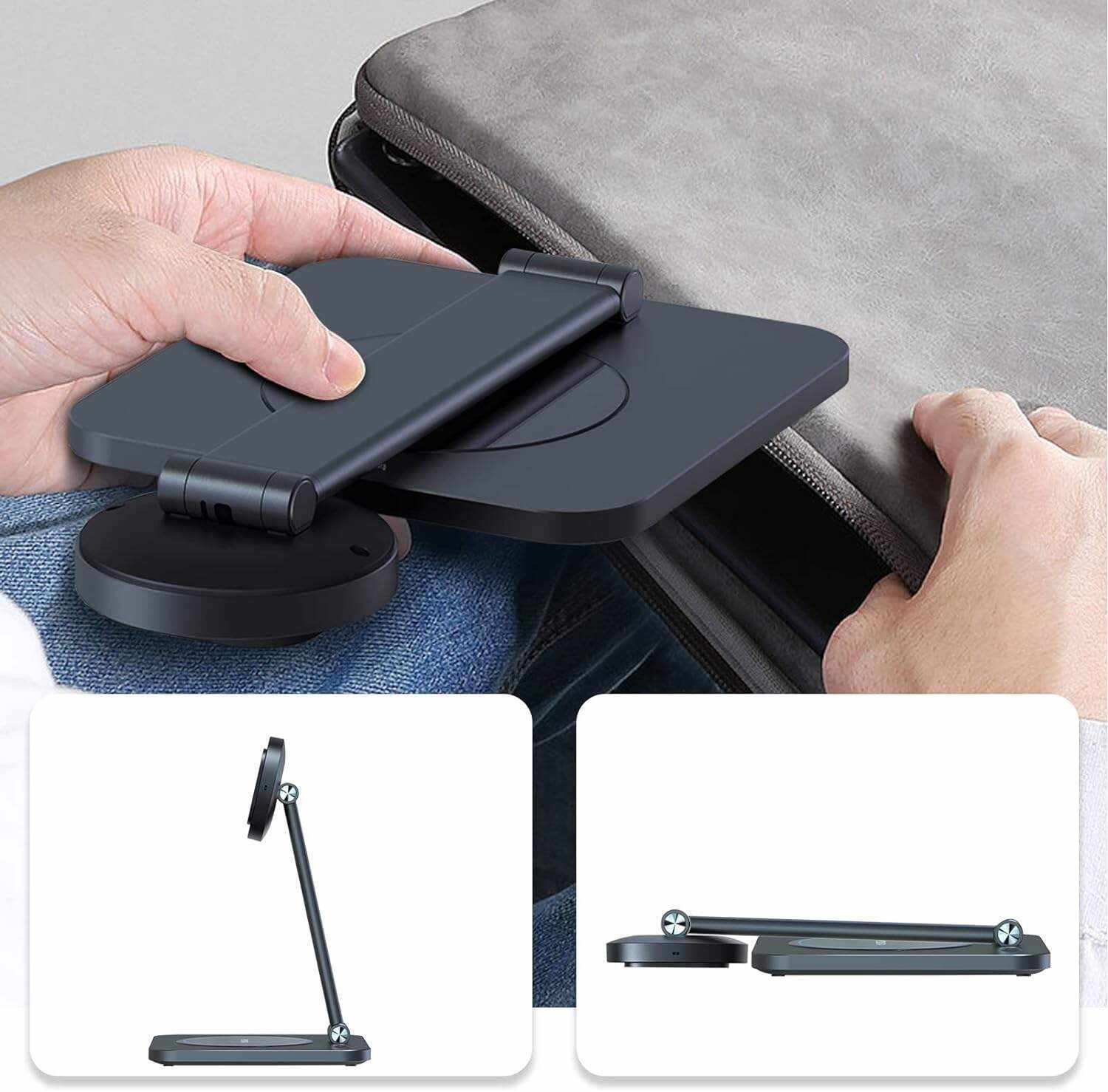 EMONITA Magnetic Stand with Charging Case for 10.2 Inch 7th / 8th / 9th Gen (2021/2020/2019). 18W USB C Fast Charging Cable Included, Foldable L Shape, Strong Magnets, 360 Rotation, 180 Tilt