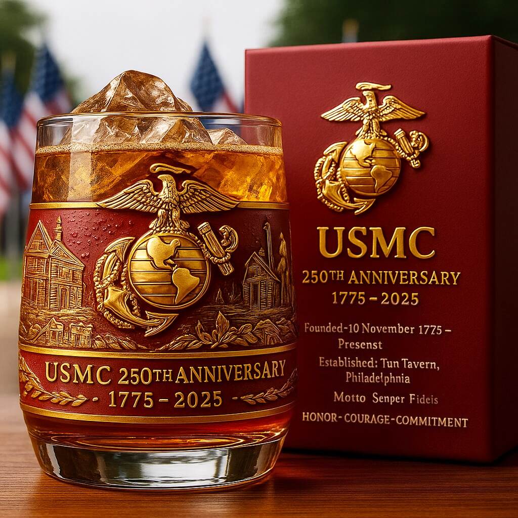 USMC 250th Anniversary Whiskey Glass