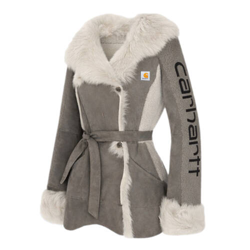 Winter Chic Faux Fur Trimmed Jacket with Scarf Detail