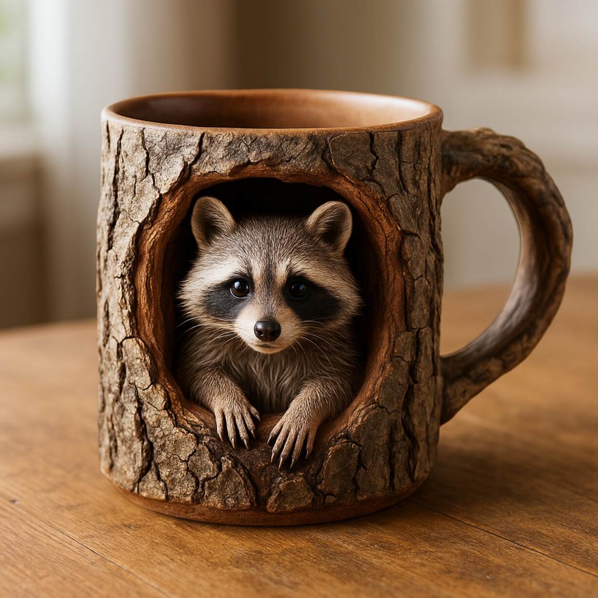 Handmade-Raccoon Tree Hollow Mug
