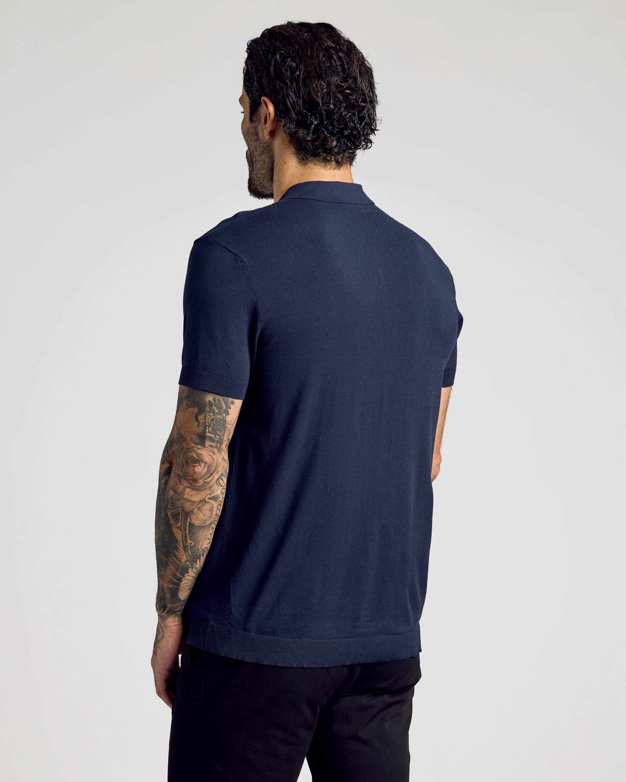 Navy Short Sleeve Sweater Polo