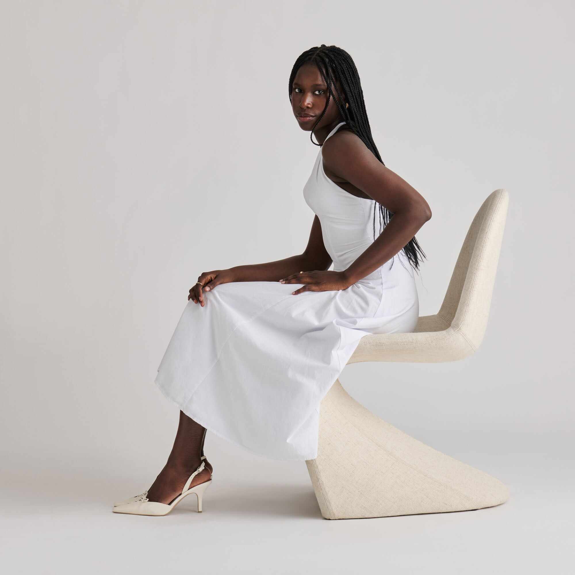 HAMYA HEELS WHITE LEATHER