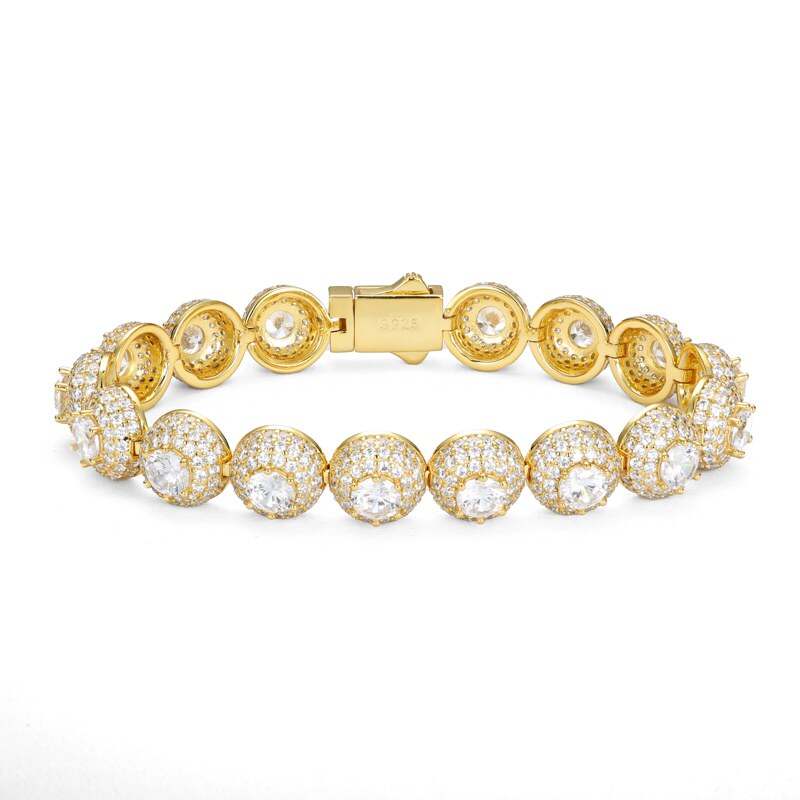 10mm S925 Moissanite Cluster Hemisphere Tennis Bracelet