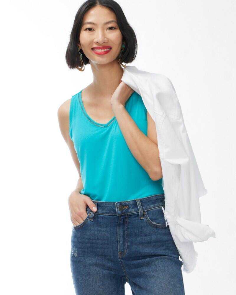 Touch of Cool Eyelet Tank Agua Azul