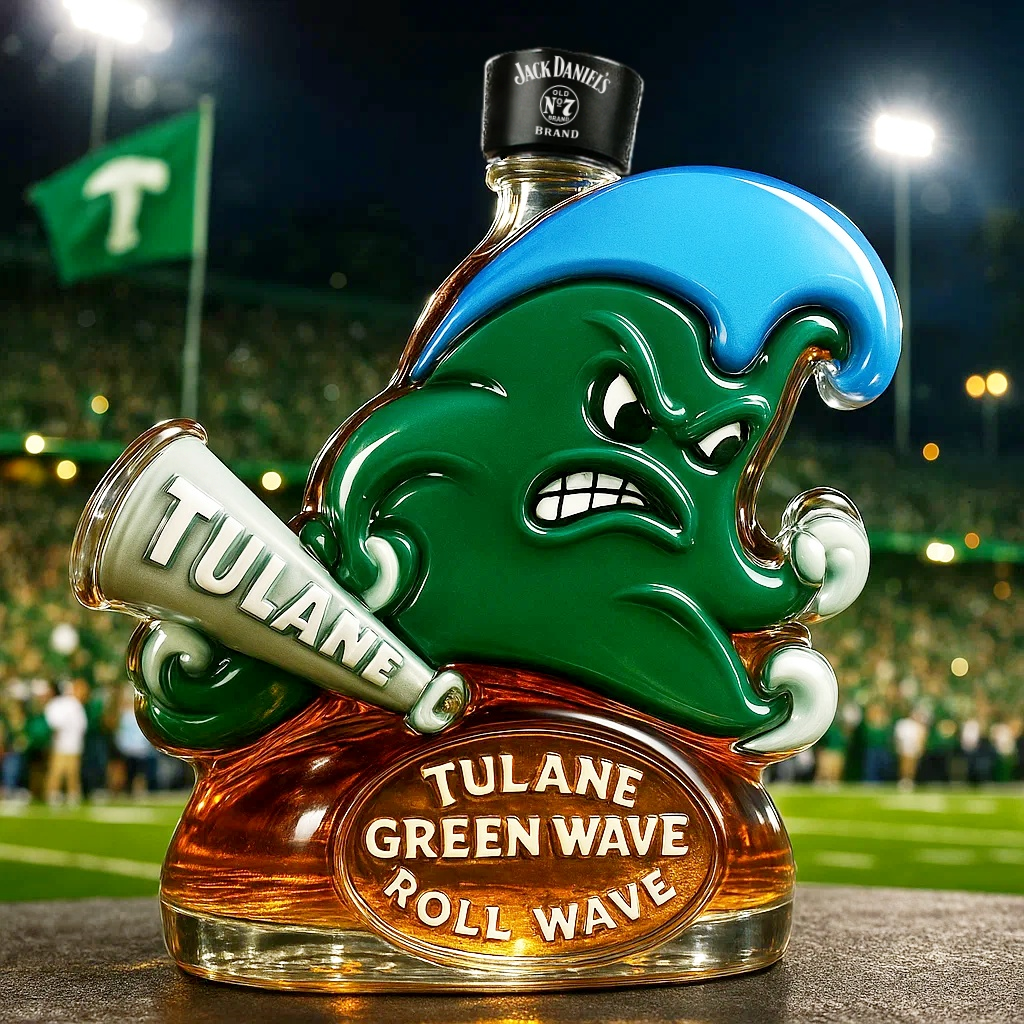 TULANE GREEN WAVE LOGO Limited Edition Whiskey Bottle