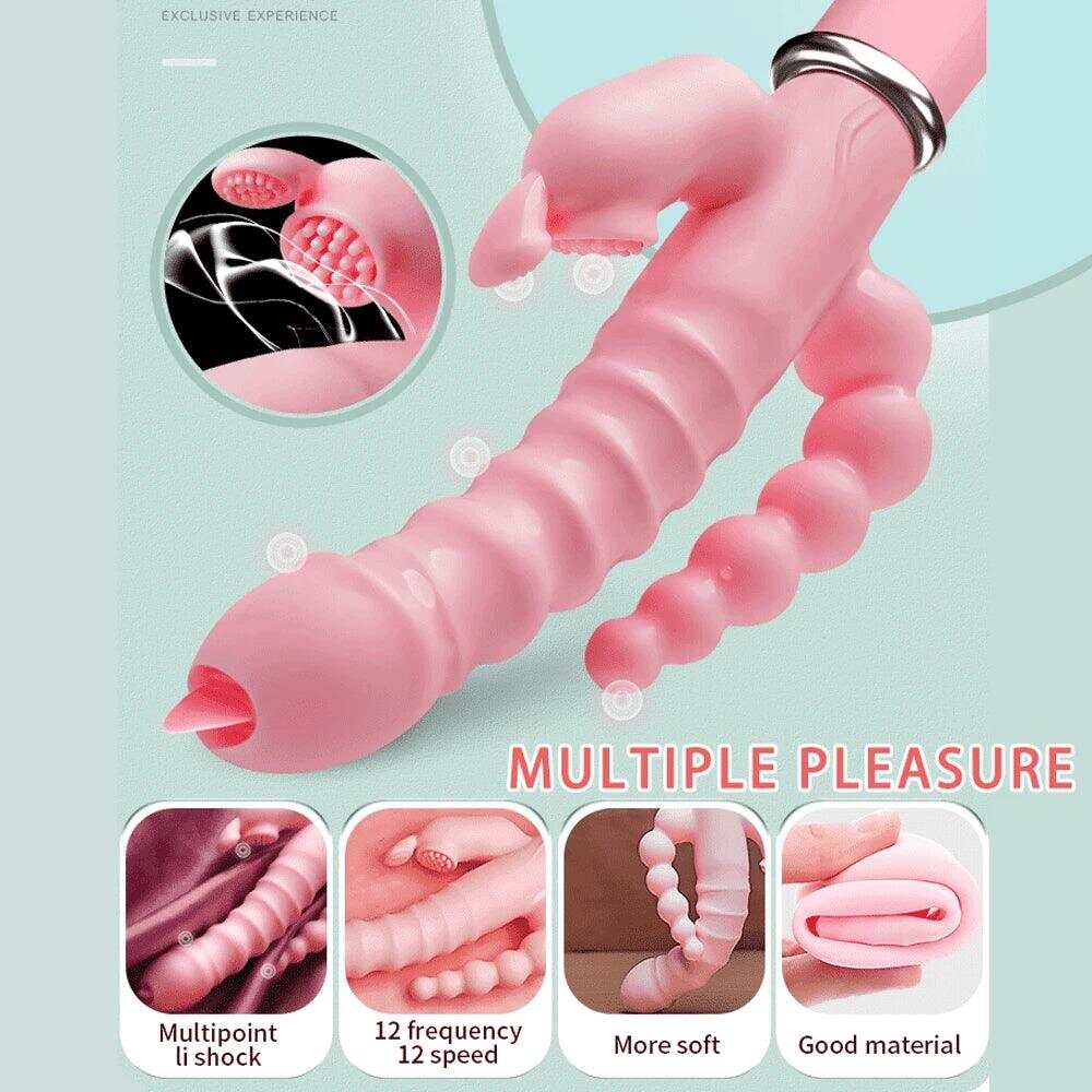 3-in-1 Dildo Vibrator – Tongue Licking, G-Spot & Clit Stimulator