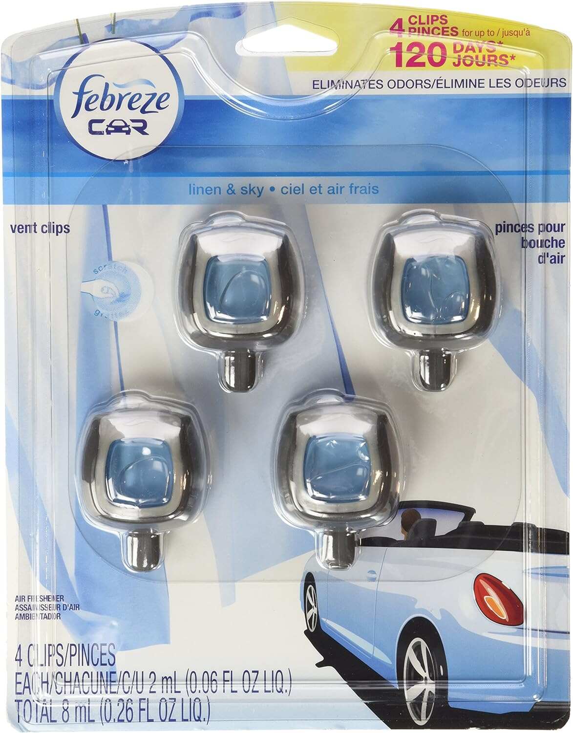 Febreze Car Air Fresheners, New Car Scent, Odor Eliminator for Strong Odors Car Vent Clips (2 Count)