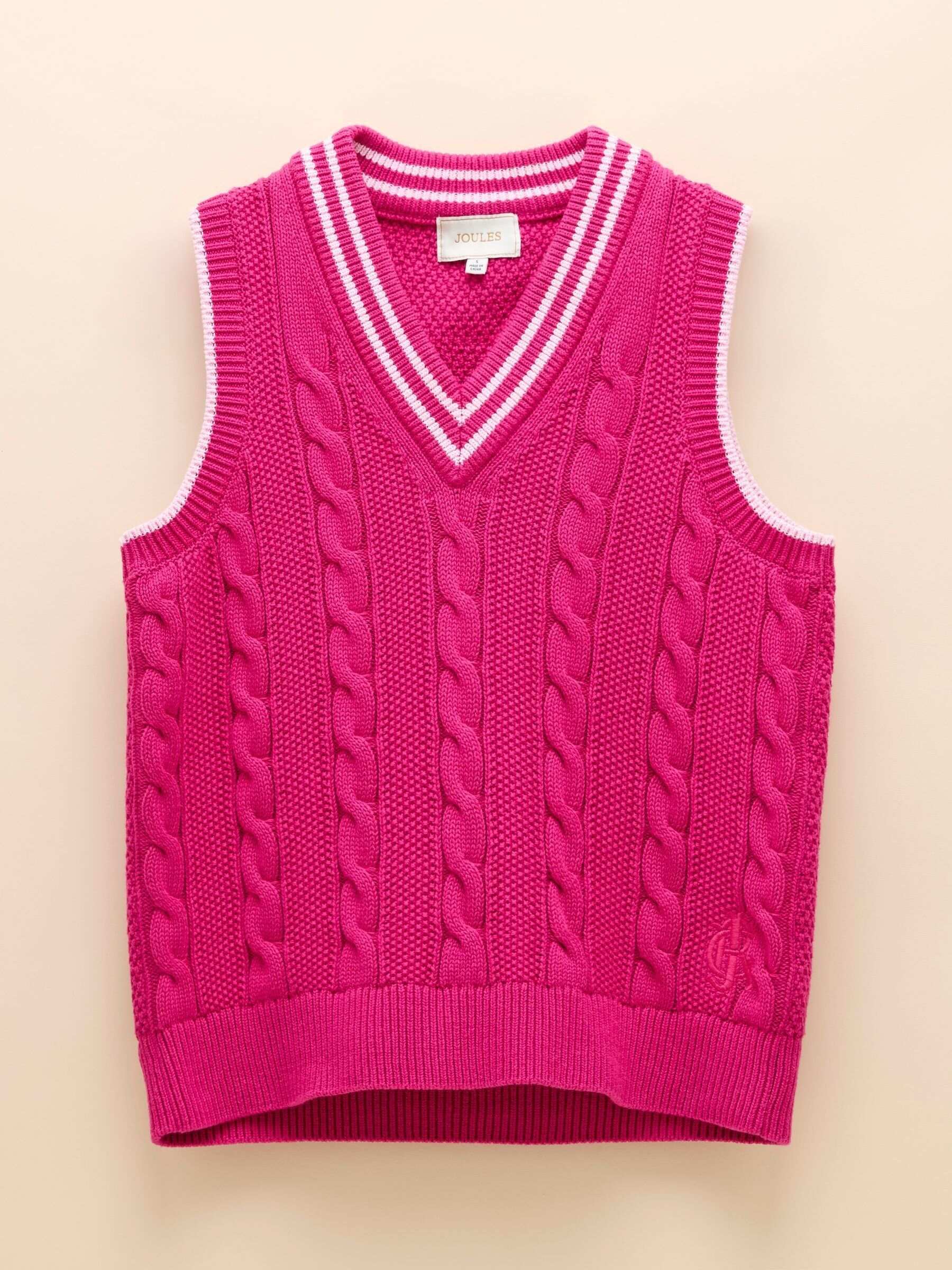 Deuce Pink Cable Knitted Cotton Vest