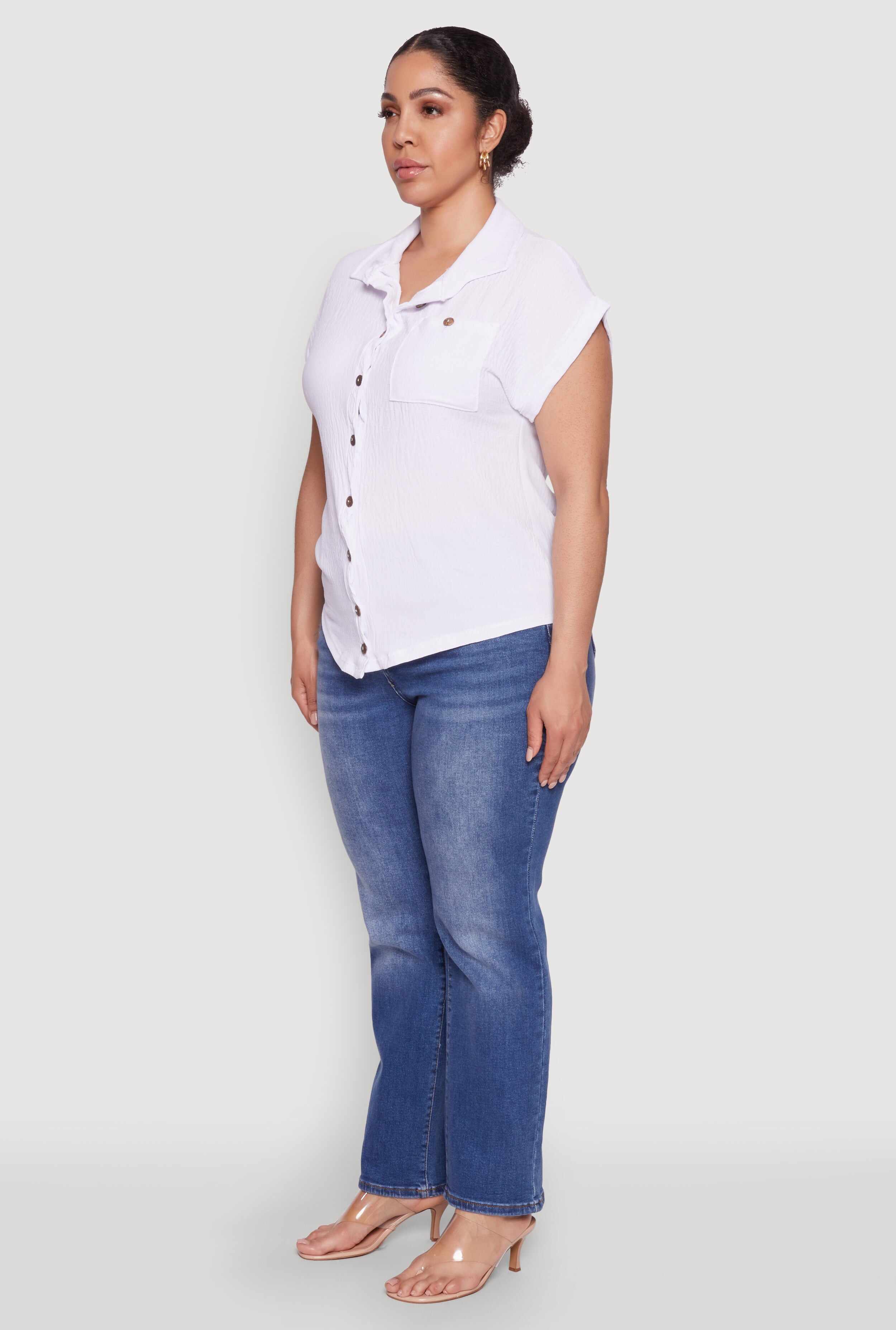 Plus Size Airy Button Front Shirt