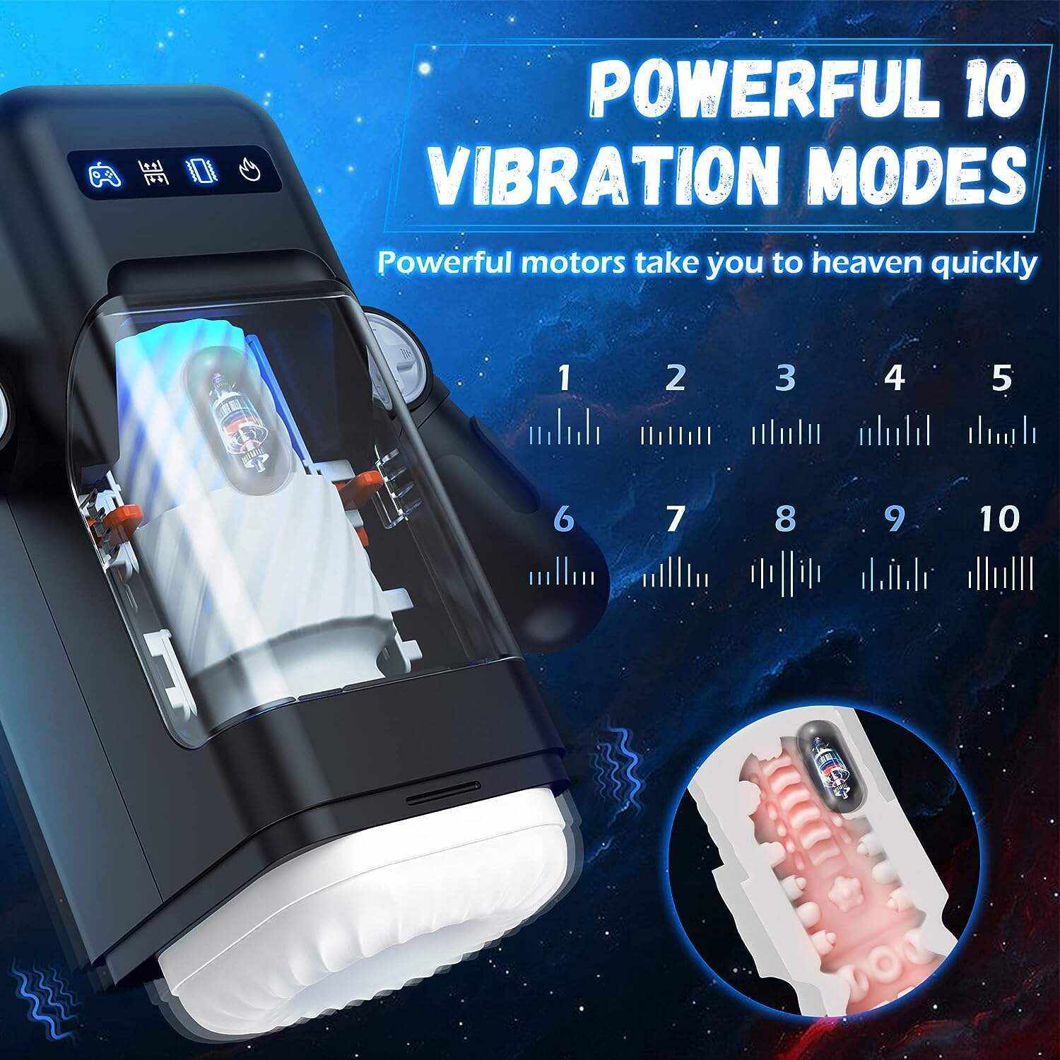 Automatic Male Masturbator, AMOVIBE Male Masturbators Cup with 10 Thrusting & Vibration Modes, Sex Toys for Men with Heating Function, Automatic Stroker with Phone Holder, Adult Sex Toys & Games