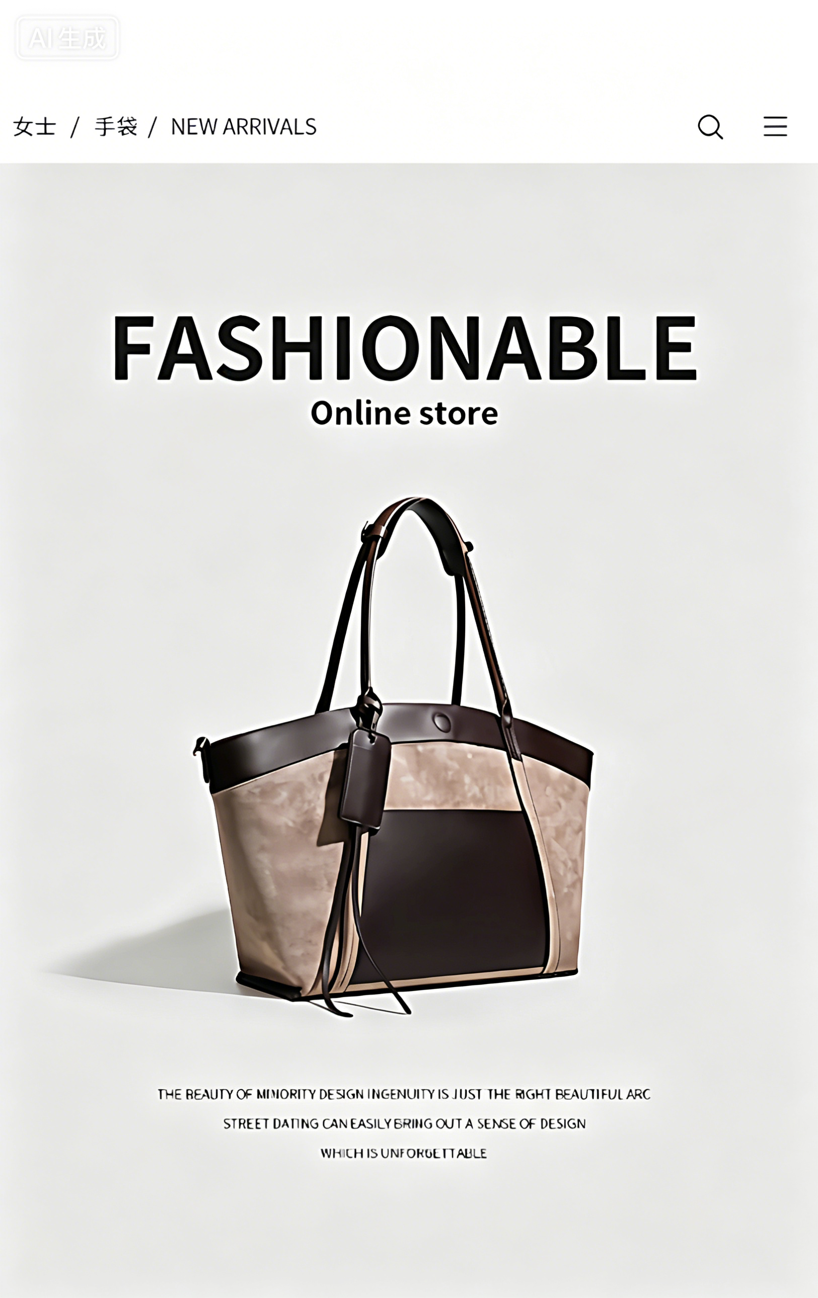 Fashionable women handbag with classic design