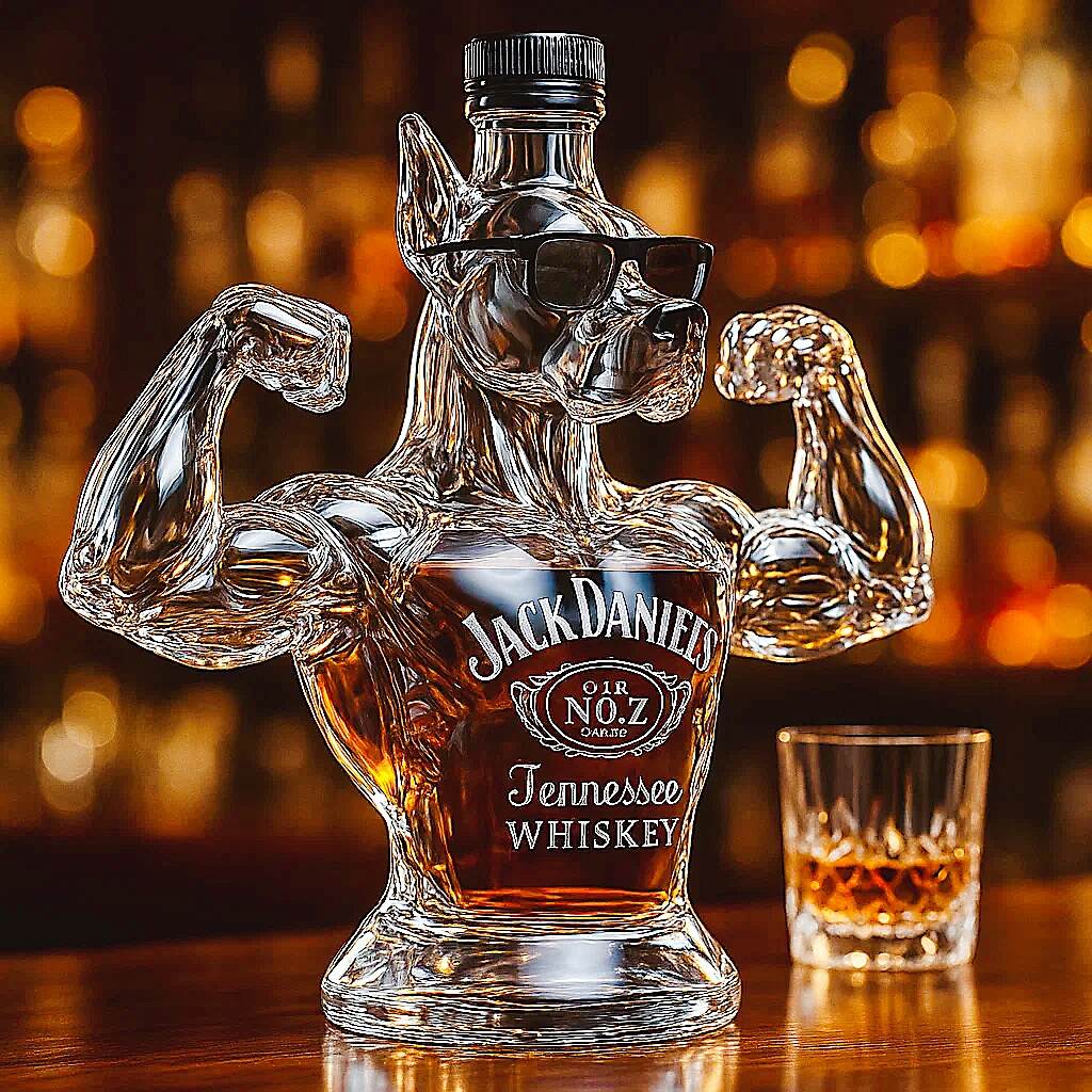 Muscular Great Dane Whiskey Bottle