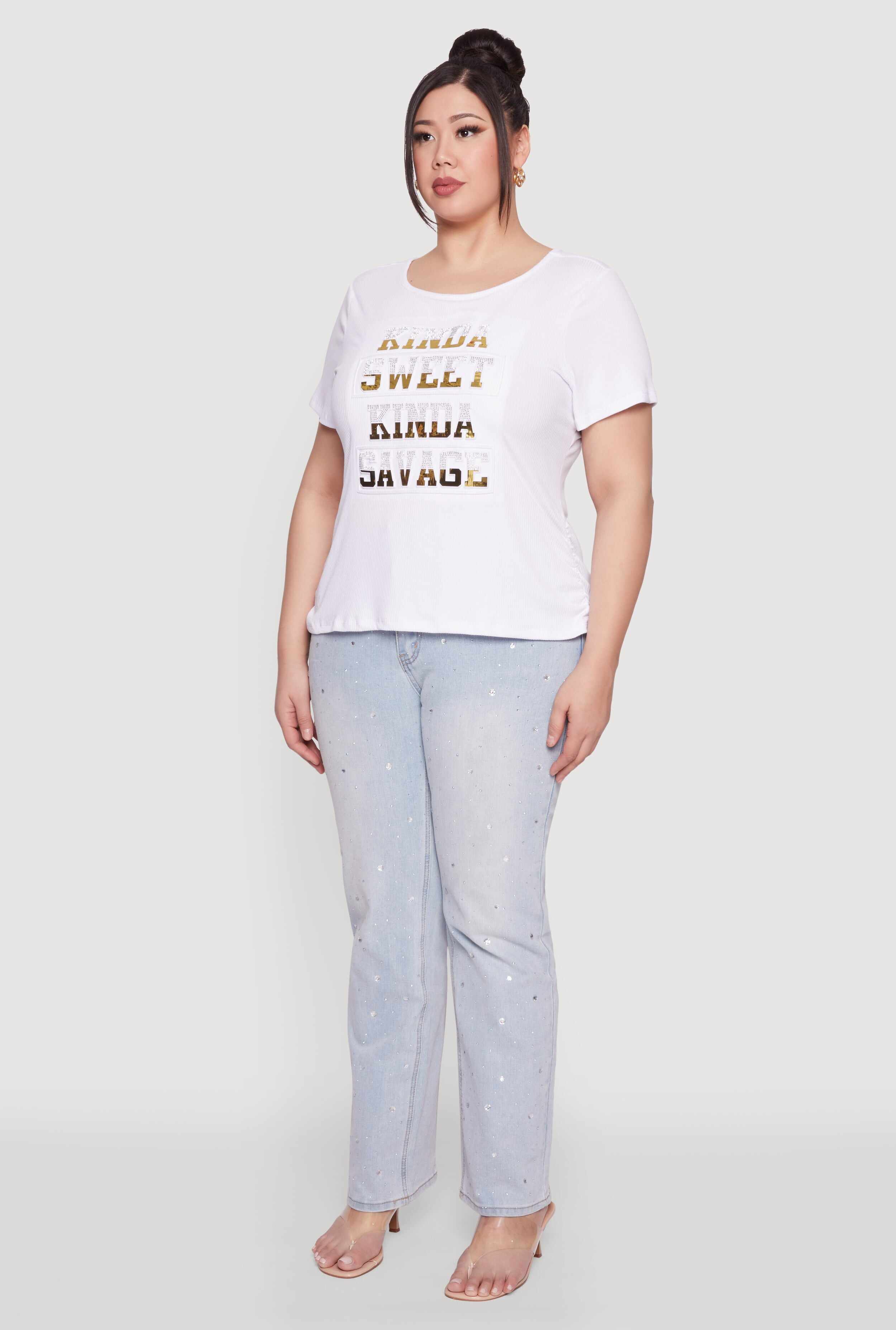 Plus Size Kinda Sweet 3D Foil Graphic Tee
