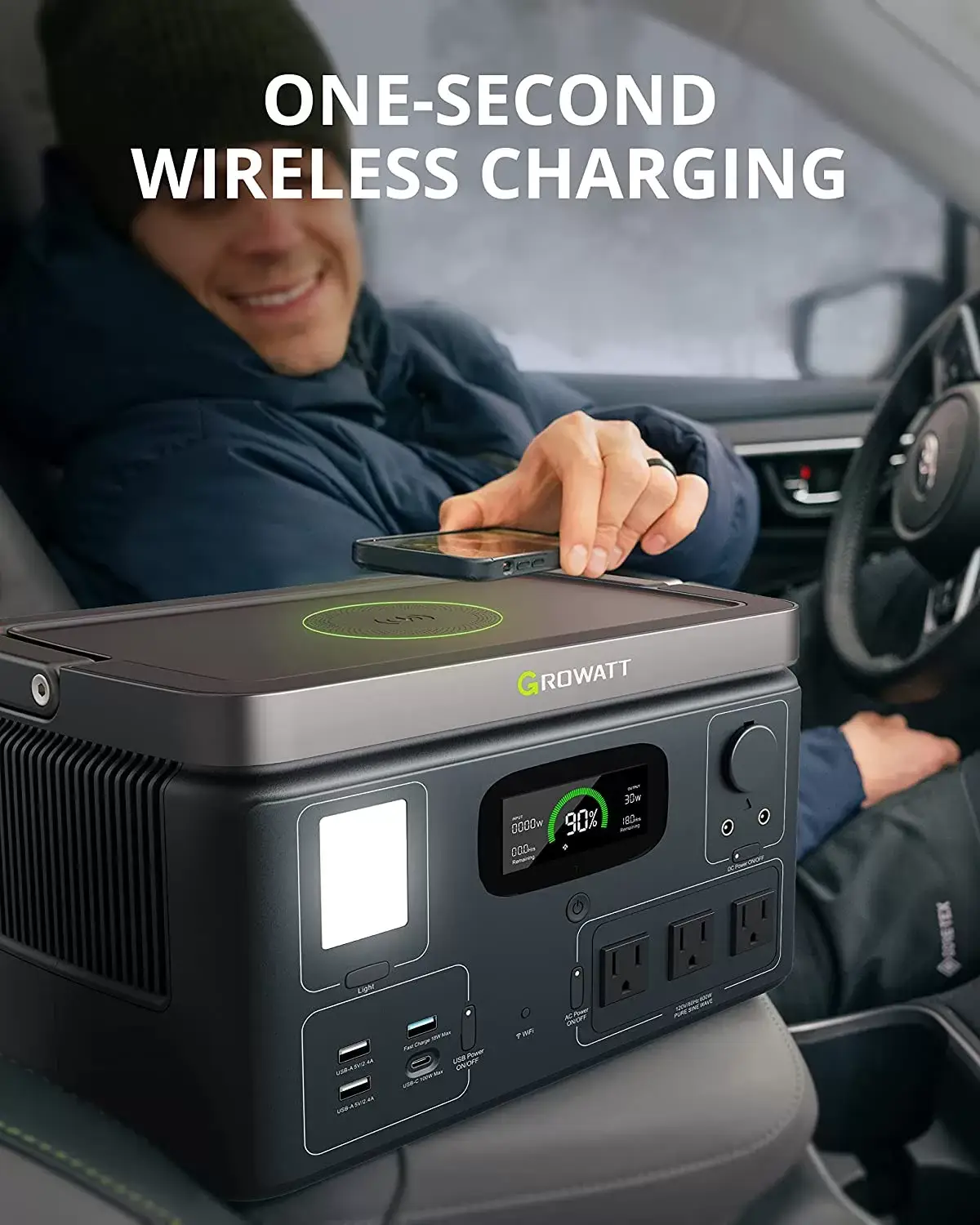 GROWATT Portable Power Station Generators: VITA550 Solar Generator (Solar Panel Optional) with 538Wh LiFePO4 Battery,1 Hour Fast Charging, 600W (1200W Surge) Output for Outdoor Camping/RVs/Home Use