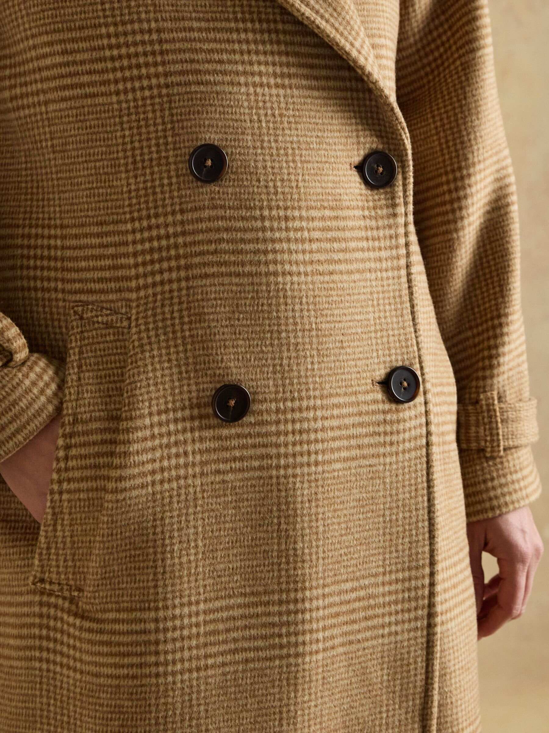 Amberley Navy Blue Longline Wool Blend Coat with Belt