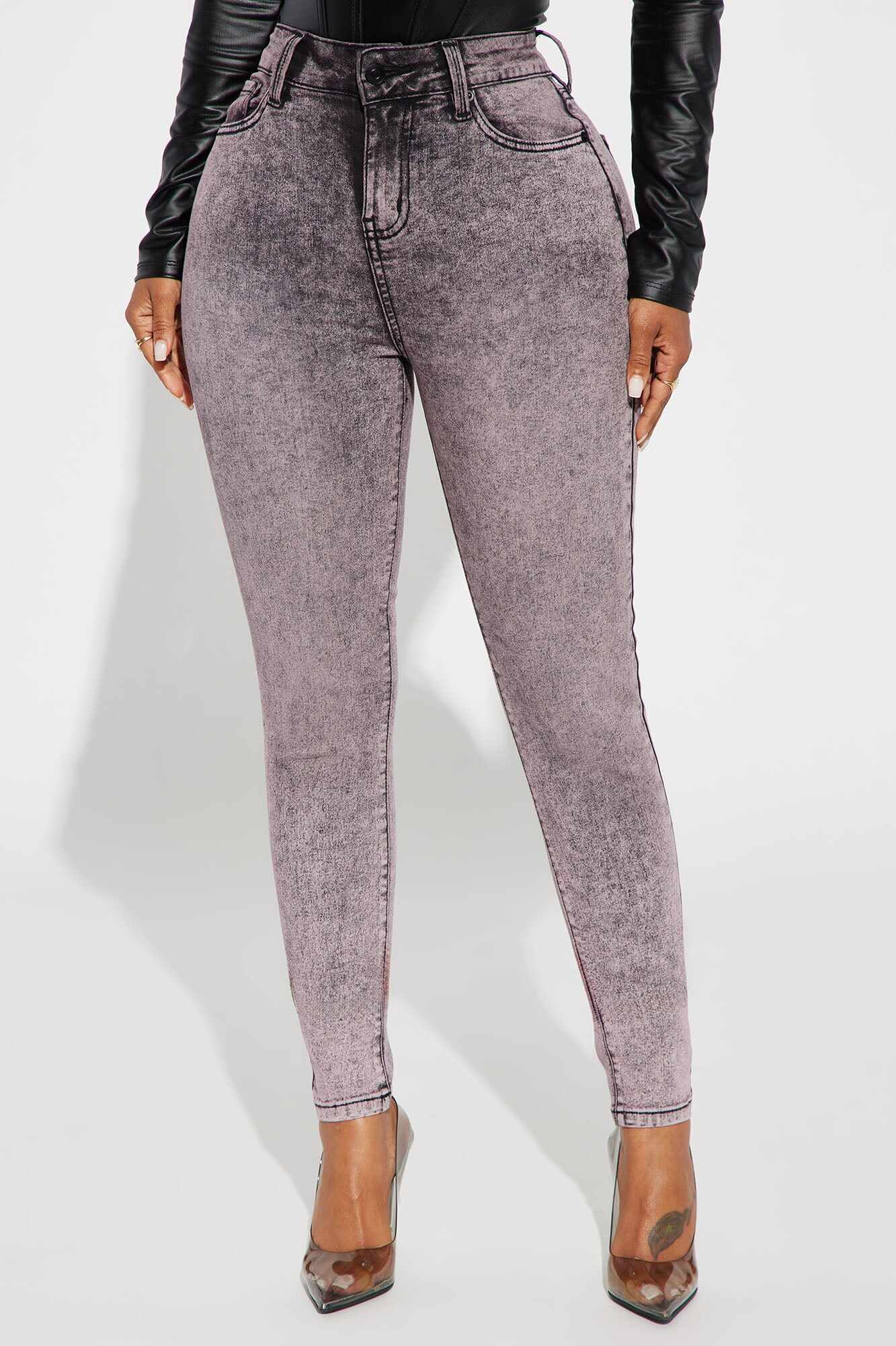 It's Giving High Stretch Curvy Skinny Jeans - Lilac