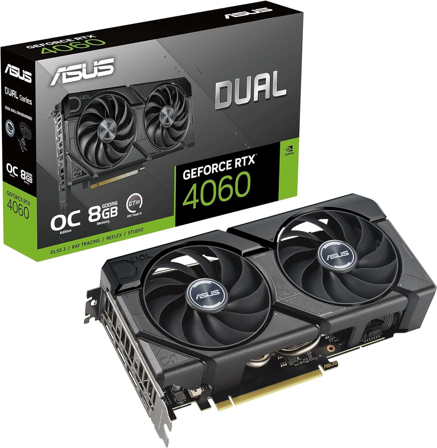 ASUS ROG Strix GeForce RTX™ 4060 OC Edition Gaming Graphics Card (PCIe 4.0, 8GB GDDR6, DLSS 3, HDMI 2.1a, DisplayPort 1.4a, Axial-tech Fan Design, Aura Sync, 0dB Technology)