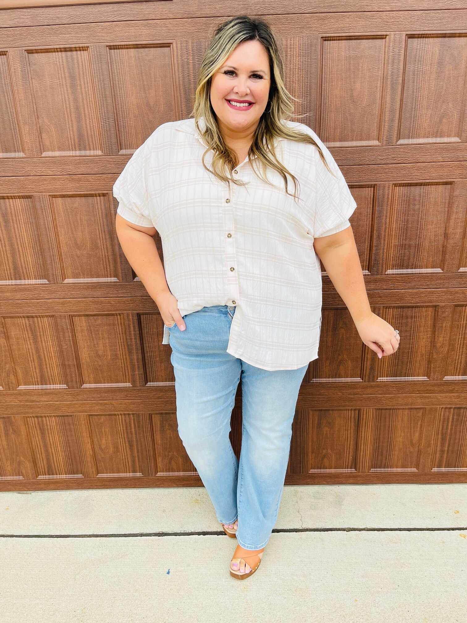 RESTOCK!  REG/CURVY Out of Pocket Love Lavender Stitching Wide Leg Jeans
