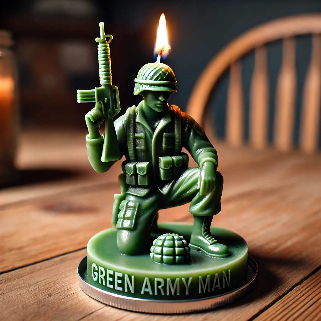 Green Army Man Candle