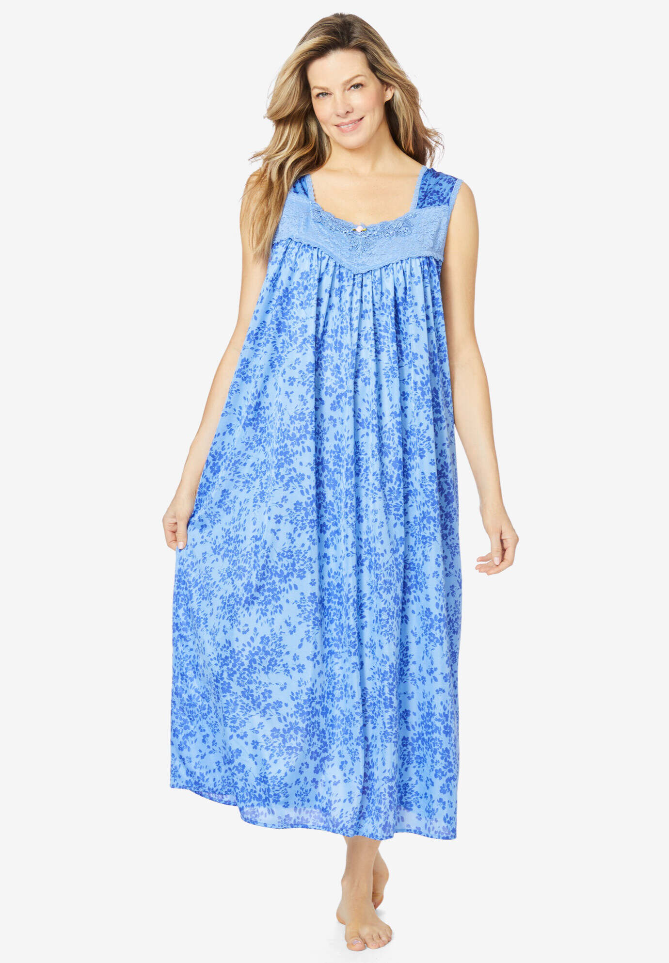 Long Tricot Knit Nightgown