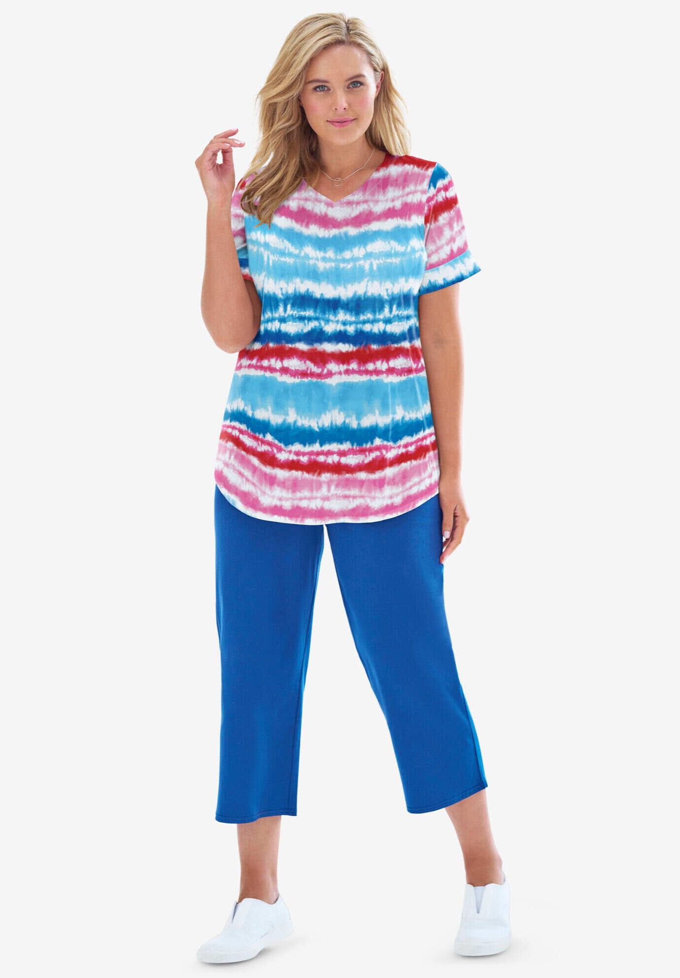 Two-Piece V-Neck Tunic & Capri Set