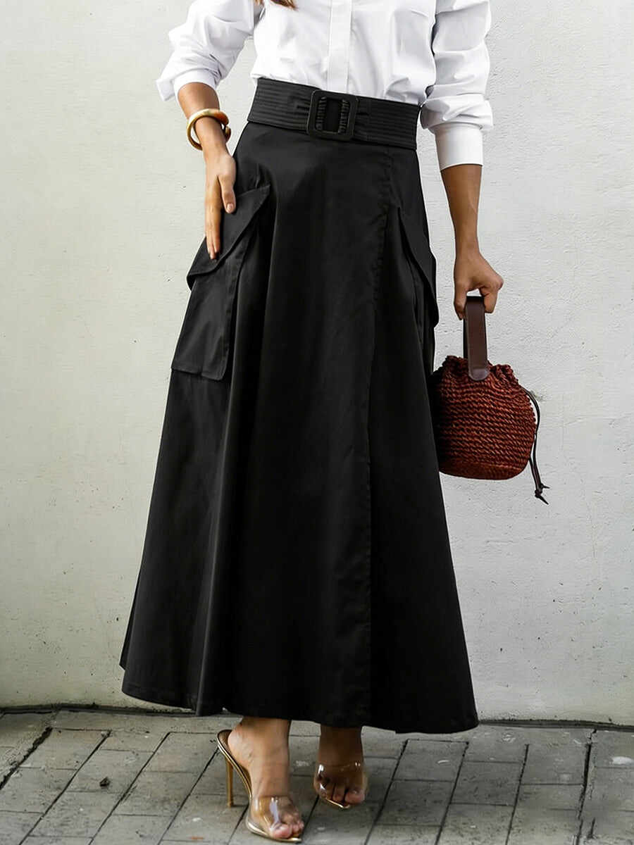 🔥Summer Arrivals🌟Comfortable Pocket Linen And Cotton A-line Skirt