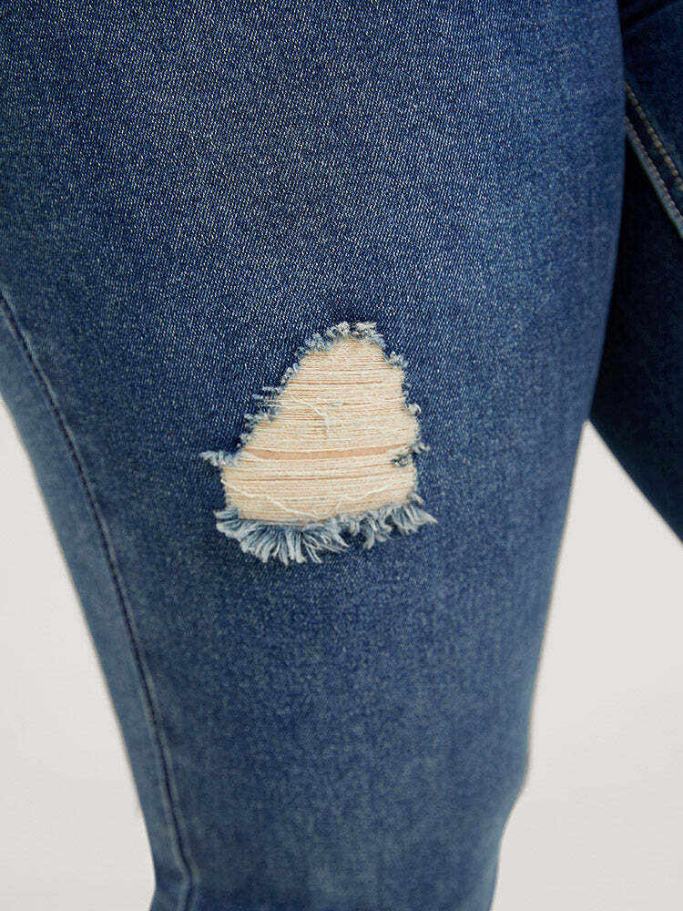 Straight Leg Very Stretchy High Rise Medium Wash Jeans