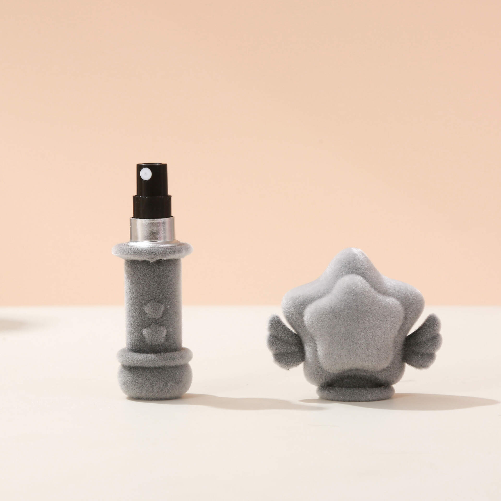 Flocked Grey Angel Star Mini Refillable Perfume Atomizer