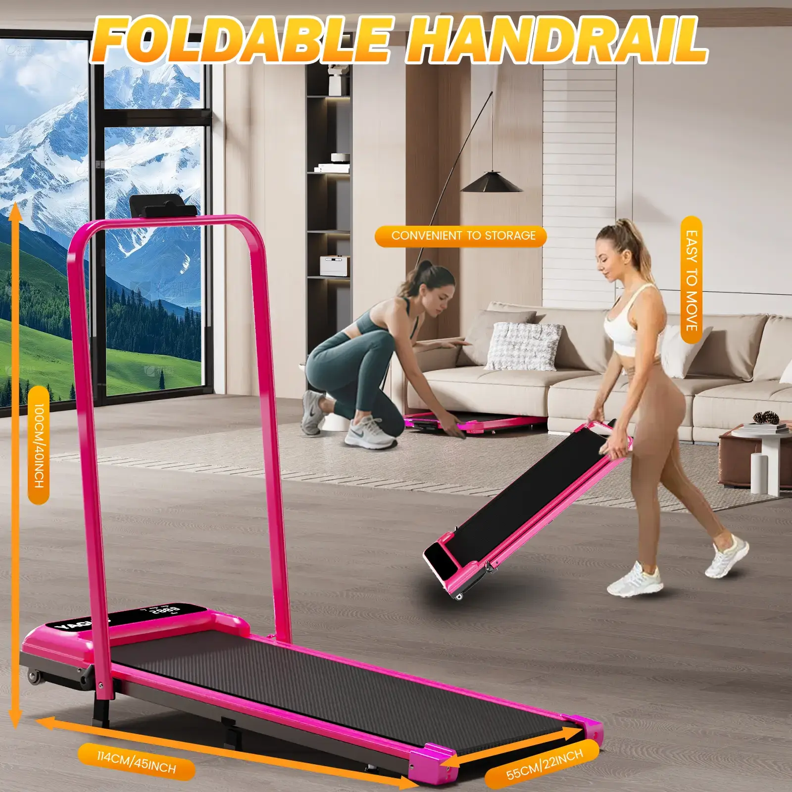 【Adjustable Incline】 Foldable Treadmill, Low-Noise Motor Walking Pad, 265lbs Weight Capacity, Remote Control & Wheels for Easy mobility, Comes with Free Resistance Bands, Dual Shock-Absorption System SpringStatements