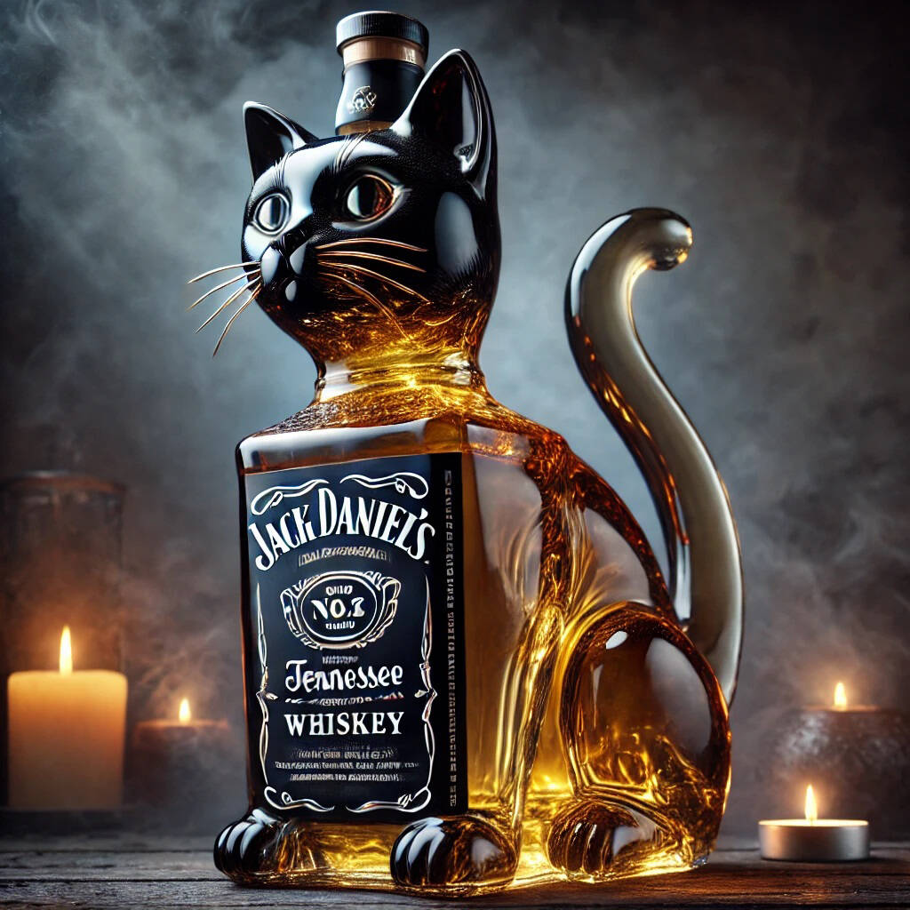🖤Black Cat whisky bottle